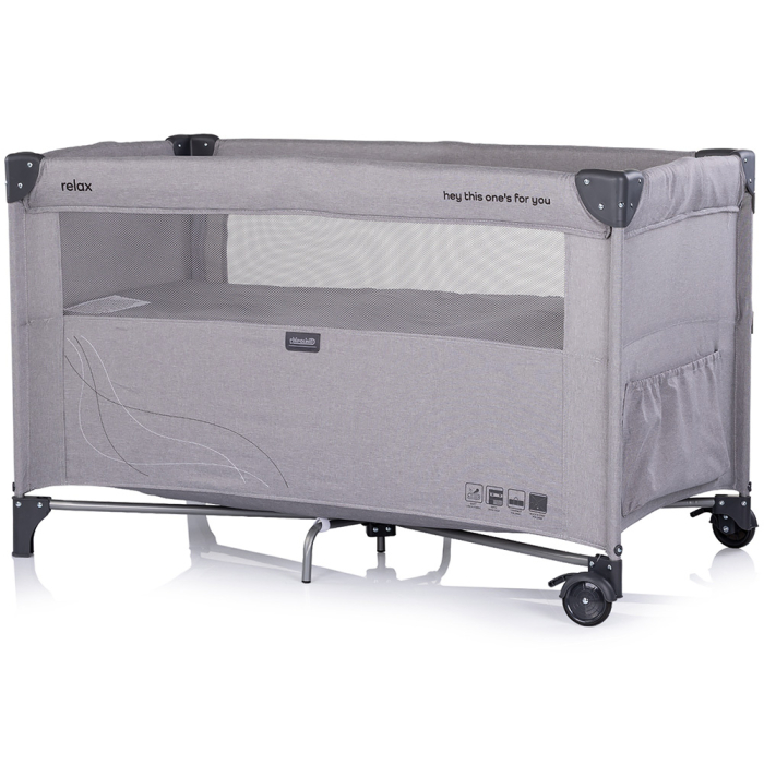 Patut pliabil Chipolino Relax platinum linen cu laterala culisanta [3]