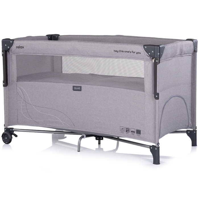 Patut pliabil Chipolino Relax platinum linen cu laterala culisanta [2]