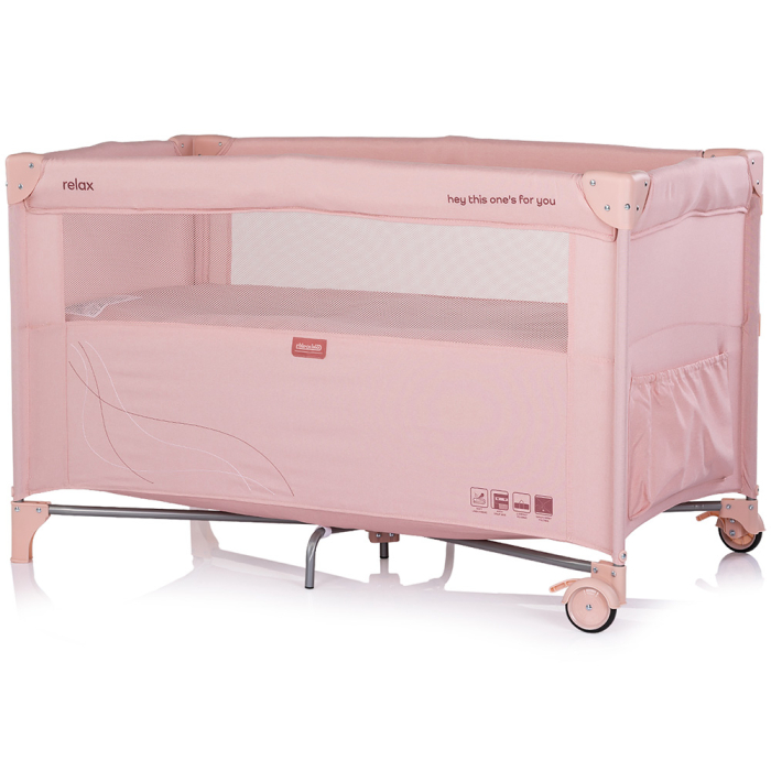 Patut pliabil Chipolino Relax powder pink linen cu laterala culisanta [3]