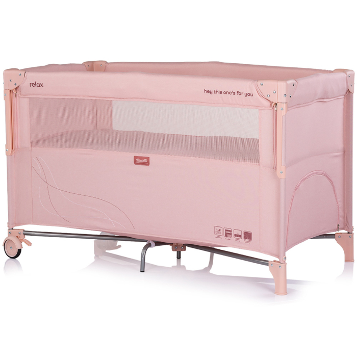 Patut pliabil Chipolino Relax powder pink linen cu laterala culisanta [2]