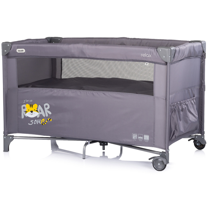Patut pliabil Chipolino Relax Tiger charcoal cu laterala culisanta [3]