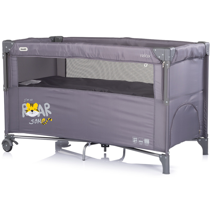 Patut pliabil Chipolino Relax Tiger charcoal cu laterala culisanta [2]