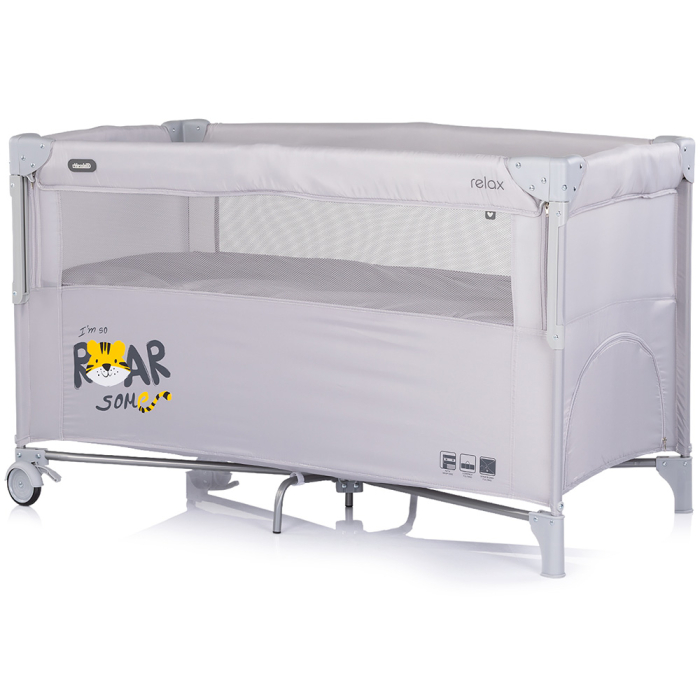 Patut pliabil Chipolino Relax Tiger platinum cu laterala culisanta [2]