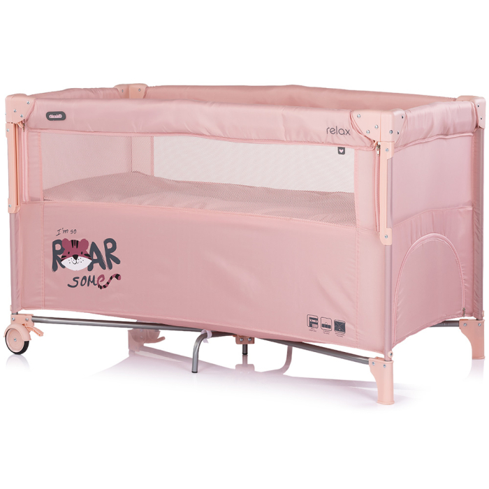 Patut pliabil Chipolino Relax Tiger powder pink cu laterala culisanta [2]