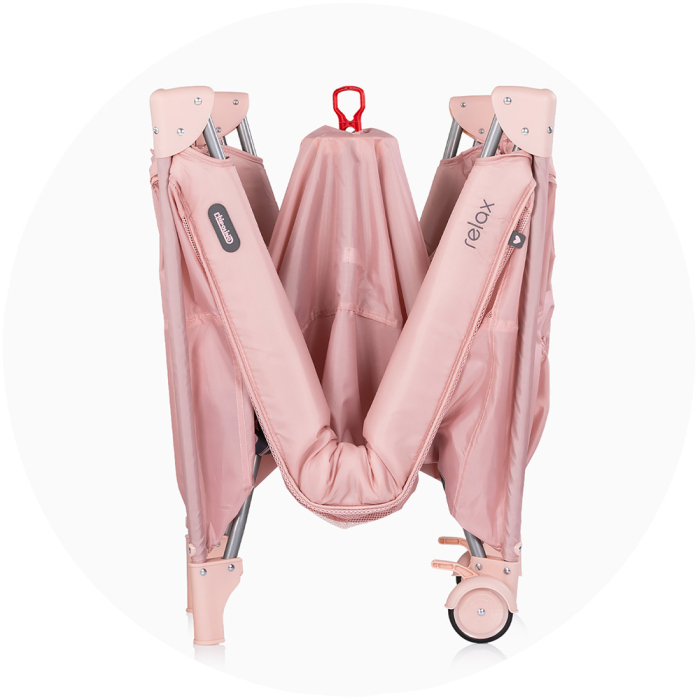 Patut pliabil Chipolino Relax Tiger powder pink cu laterala culisanta [4]