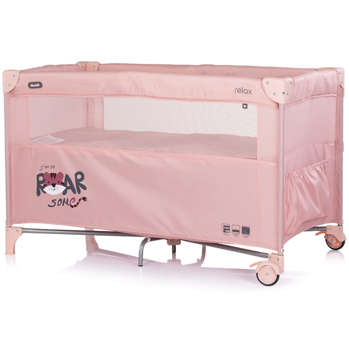 Patut pliabil Chipolino Relax Tiger powder pink cu laterala culisanta [3]