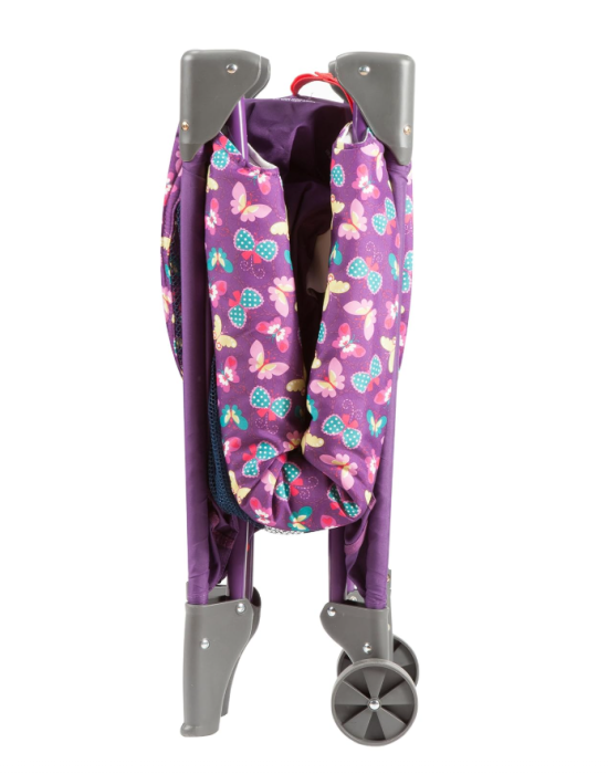 Patut pliabil, cu laterala culisanta, 2 niveluri, masa de infasat, carusel muzical, ciclame [6]