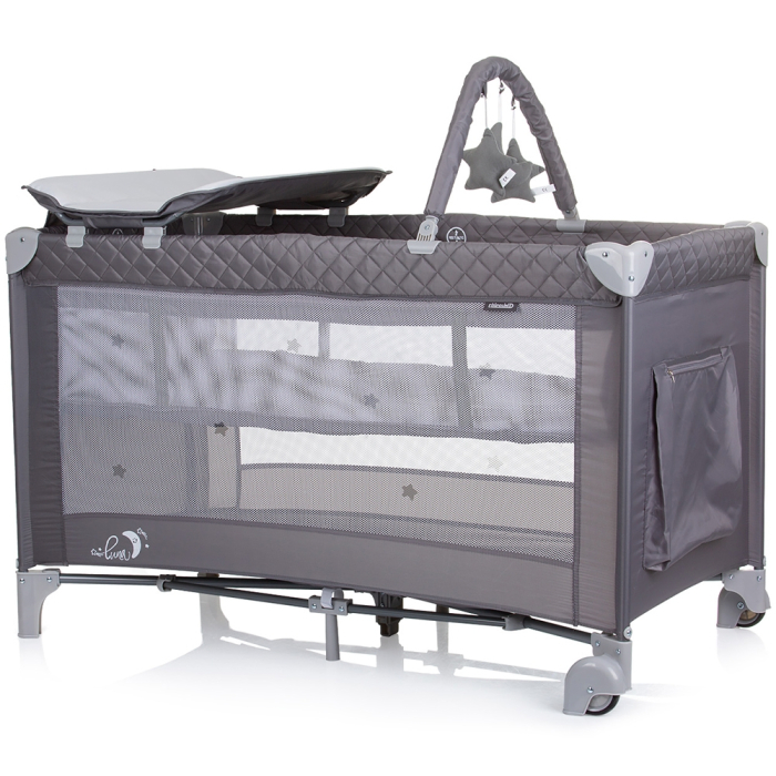 Patut pliabil cu saltea de infasat Chipolino Luna ash grey [2]