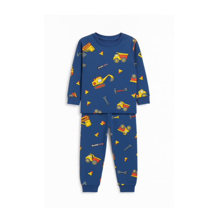 Pijama copii, bumbac fin, Albastra, Utilaje [1]