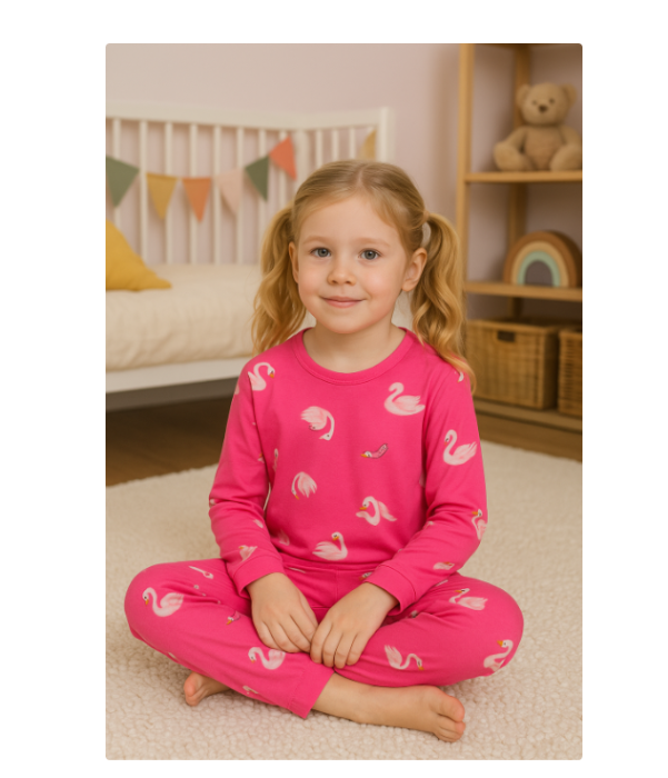 Pijama fetite, Model Lebada, roz [2]