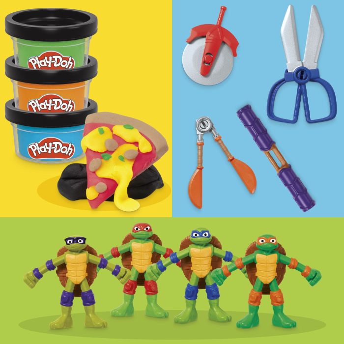 PLAY DOH POVESTIRI CU TESTOASE NINJA ADOLESCENTE MUTANTE SET PLASTELINA CREATII COWABUNGA [6]