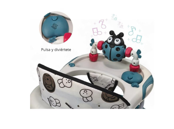 Premergator, Roti din silicon, muzical, cu control parental, +6 luni, Buburuza, Albastru [7]