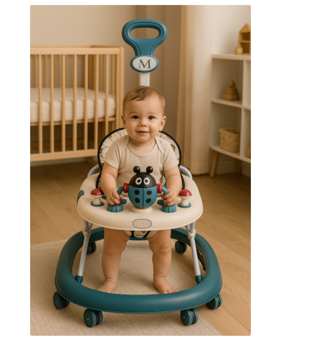 Premergator, Roti din silicon, muzical, cu control parental, +6 luni, Buburuza, Albastru [2]