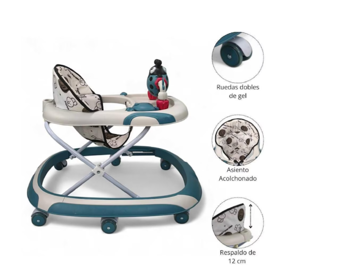 Premergator, Roti din silicon, muzical, cu control parental, +6 luni, Buburuza, Albastru [6]