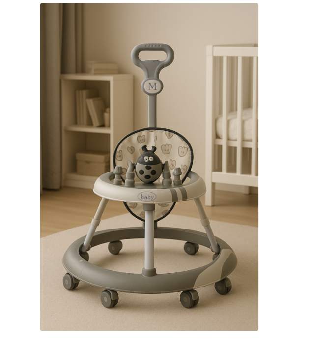 Premergator, Roti din silicon, muzical, cu control parental, +6 luni, Buburuza, Gri [3]