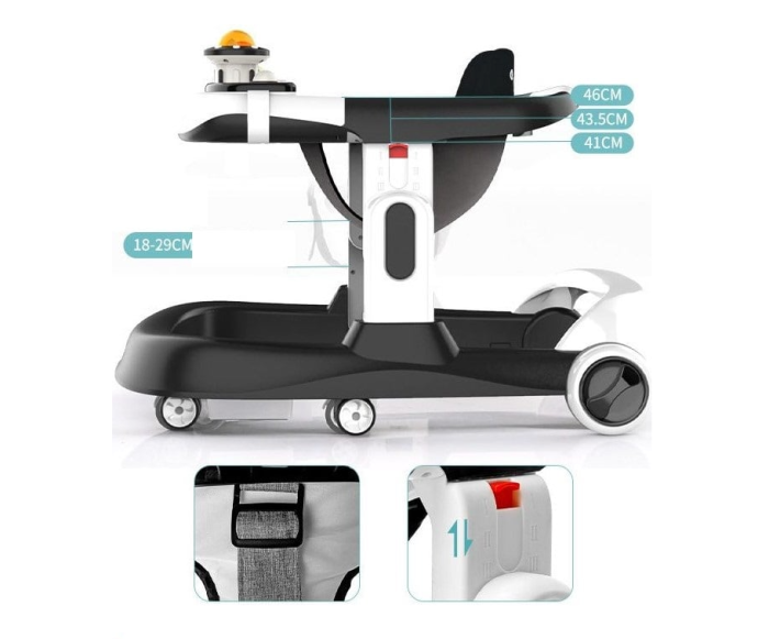 Premergator si Antemergator, 3 in 1, functie si de scaun de masa, reglabil pe inaltime, cu roti de silicon, muzical, Negru [5]