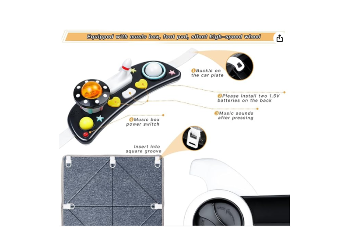 Premergator si Antemergator, 3 in 1, functie si de scaun de masa, reglabil pe inaltime, cu roti de silicon, muzical, Rosu [8]