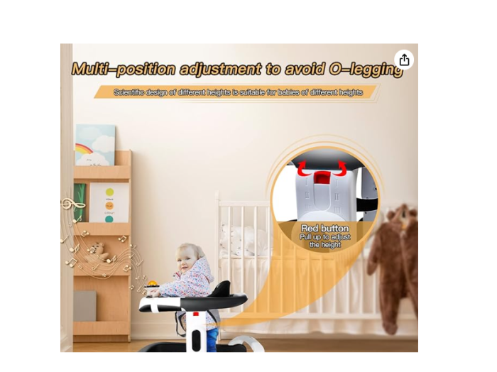 Premergator si Antemergator, 3 in 1, functie si de scaun de masa, reglabil pe inaltime, cu roti de silicon, muzical, Rosu [5]