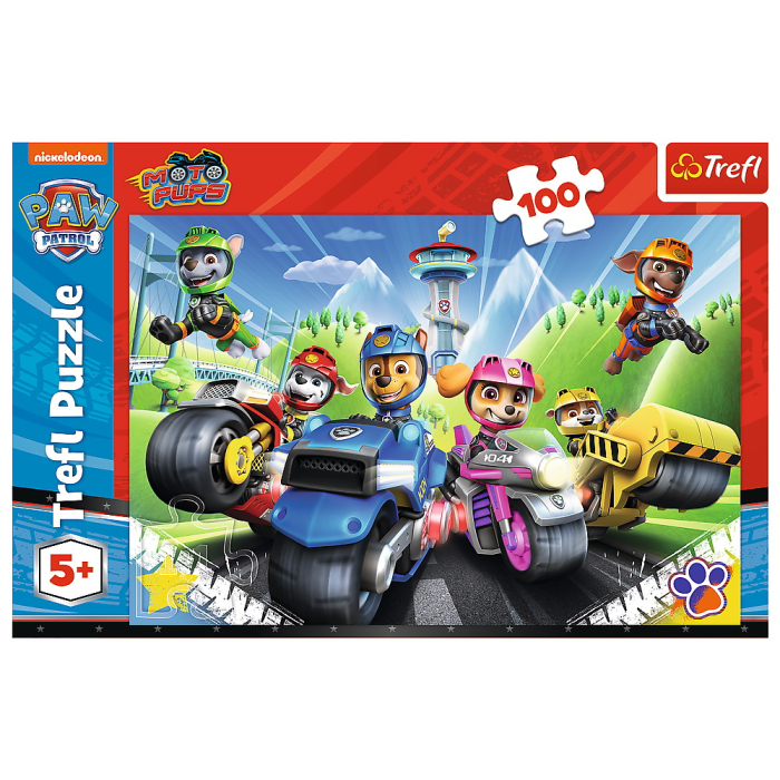 PUZZLE TREFL 100 PIESE PATRULA CATELUSILOR CATELUSII PE MOTOCICLETE [3]