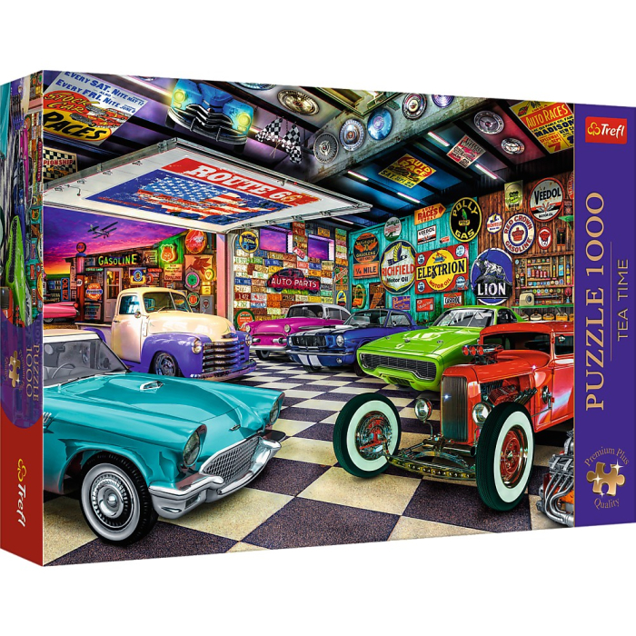 PUZZLE TREFL 1000 PREMIUM PLUS TEA TIME GARAJUL COLECTIONARULUI DE MASINI [1]