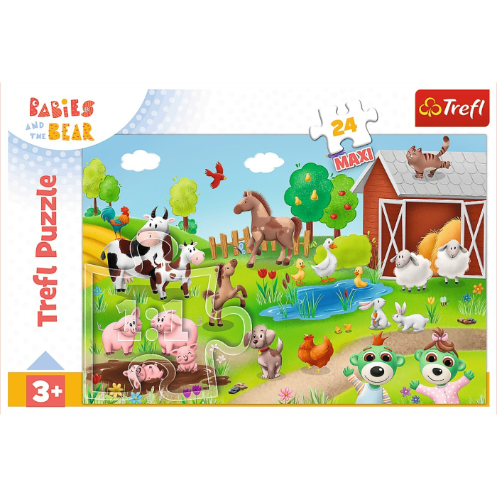 PUZZLE TREFL 24 MAXI BABIES AND THE BEAR ANIMALE LA FERMA [3]