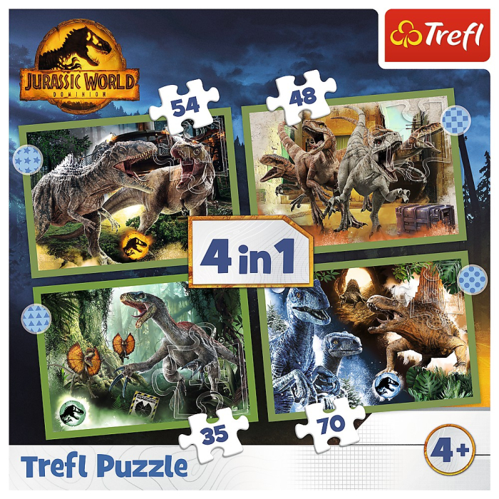 PUZZLE TREFL JURASSIC WORLD 4IN1 IN LUMEA DINOZAURILOR [6]