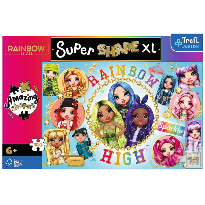 PUZZLE TREFL PRIMO SUPER SHAPE XXL 160 RAINBOW HIGH PRIETENELE COLORATE [3]