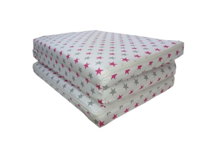 Saltea Pliabila Spuma Poliuretanica 120x60x5 cm - Stelute Gri Roz [3]