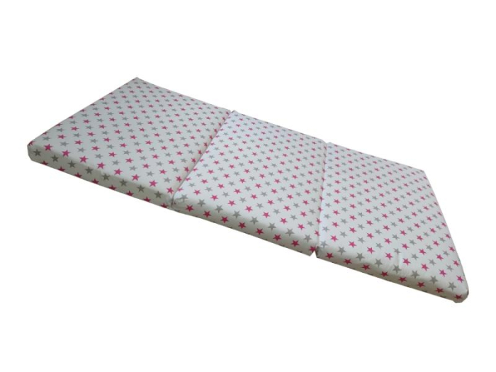 Saltea Pliabila Spuma Poliuretanica 120x60x5 cm - Stelute Gri Roz [2]