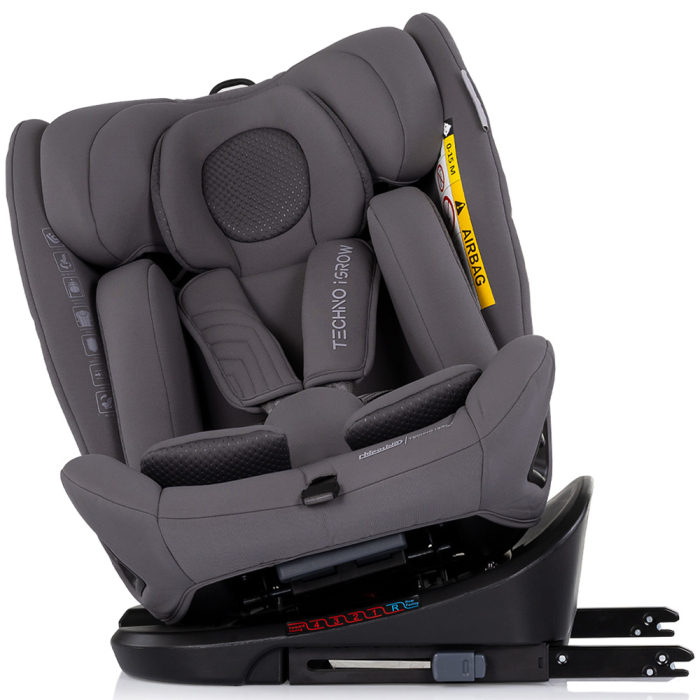 Scaun auto Chipolino Techno iGrow I-Size 40-150 cm cu sistem Isofix si sezut rotativ charcoal [7]