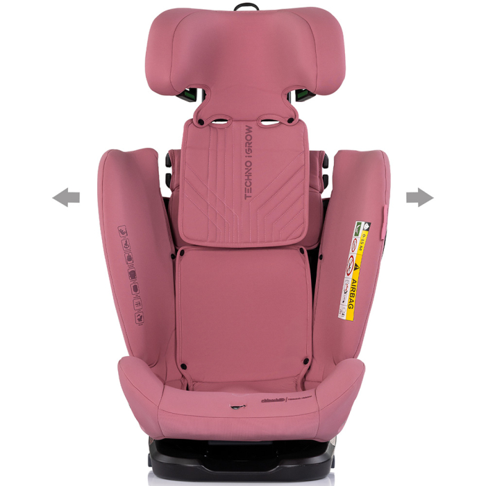 Scaun auto Chipolino Techno iGrow I-Size 40-150 cm cu sistem Isofix si sezut rotativ powder pink [4]
