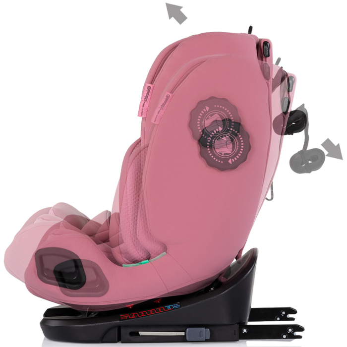 Scaun auto Chipolino Techno iGrow I-Size 40-150 cm cu sistem Isofix si sezut rotativ powder pink [6]
