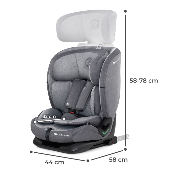 SCAUN AUTO I-SIZE, 76-150 CM, KINDERKRAFT ONETO 3, ISOFIX, COOL GREY [8]