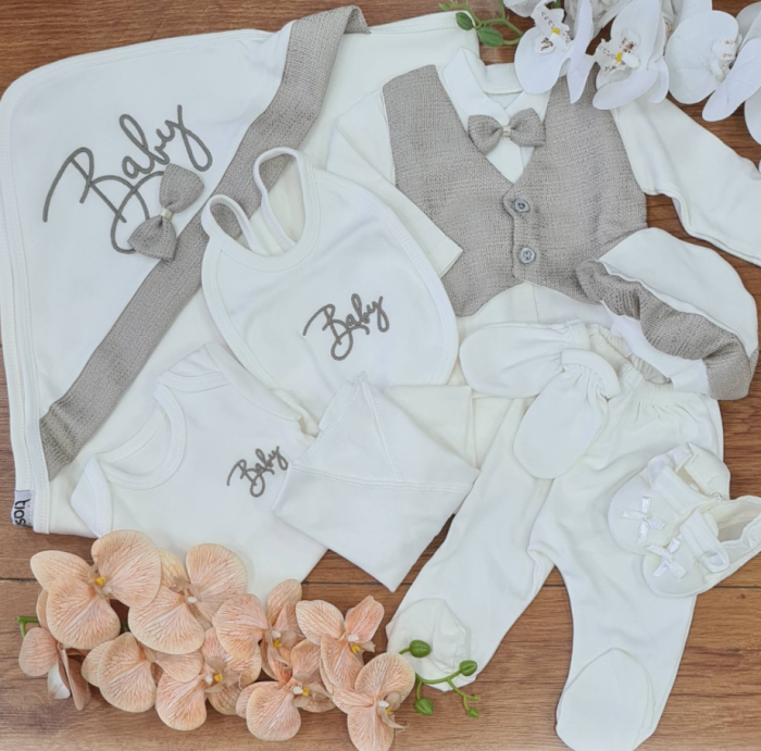 Set 10 piese, Nou născut, 0-3 Luni, Bumbac organic, Gentleman [3]