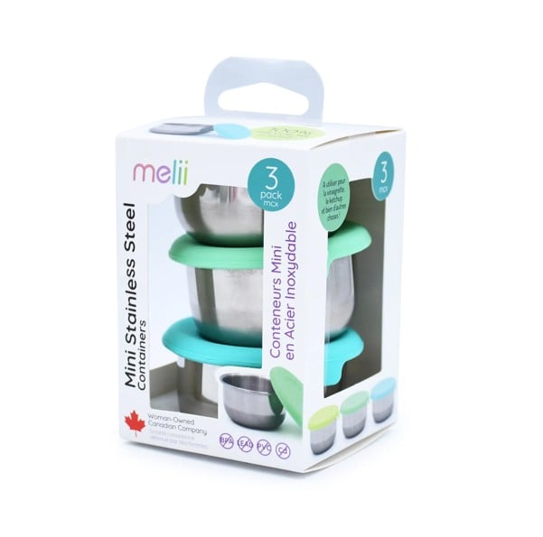 SET 3 RECIPIENTE MINI INOX CU CAPAC SILICON, MELII, BLEU MINT LIME [3]