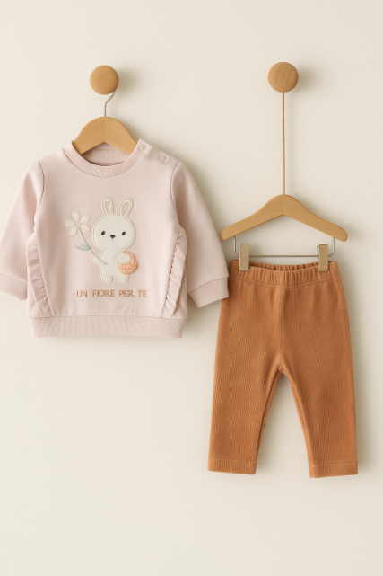 Set costumas 2 piese, cu iepuras, Roz [1]