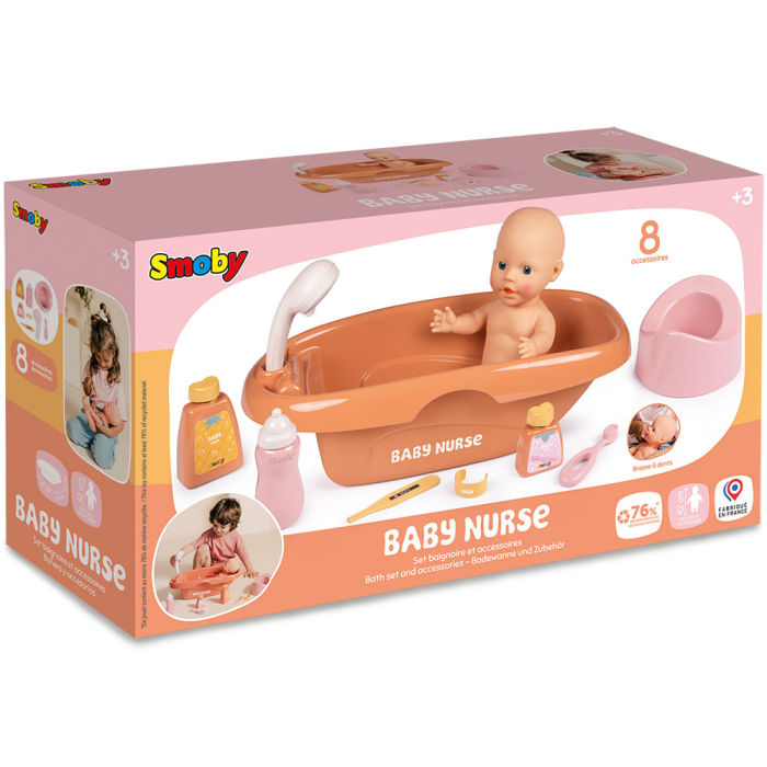 Set de baie pentru papusa Smoby Baby Nurse Bath cu 8 accesorii [6]