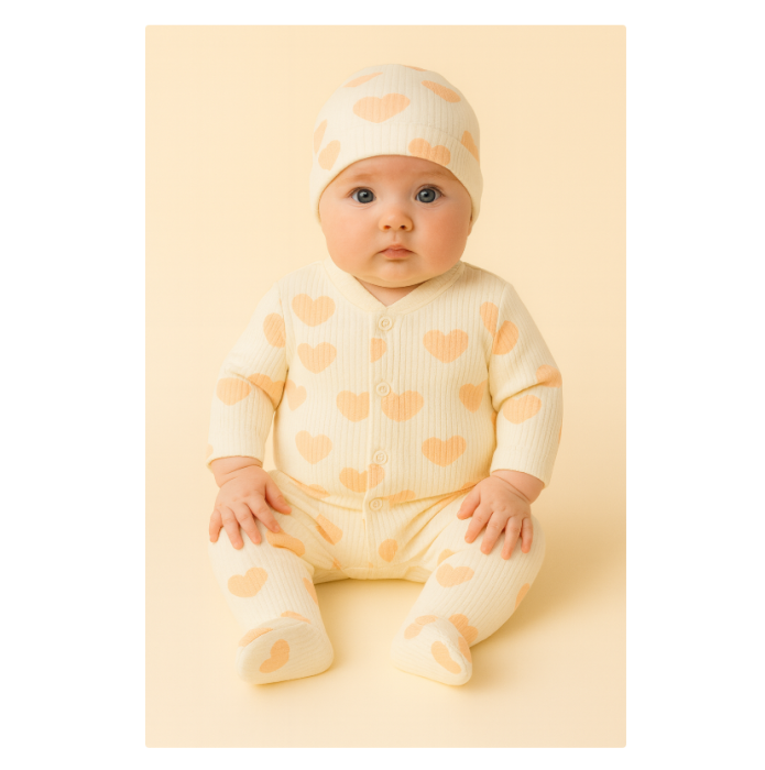 Set nou nascut, 3 piese, Alb cu Roz [2]