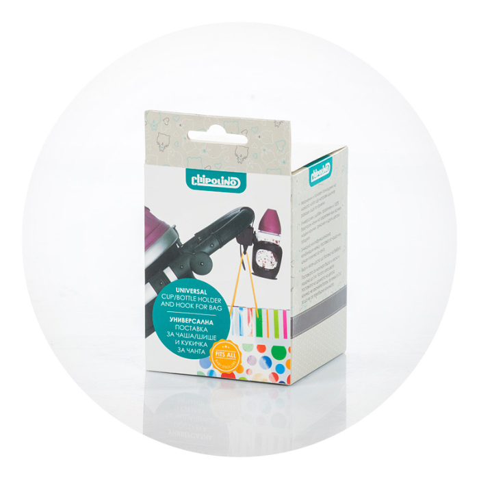 Suport universal pentru pahar si carlig de geanta pentru carucioare Chipolino black [5]