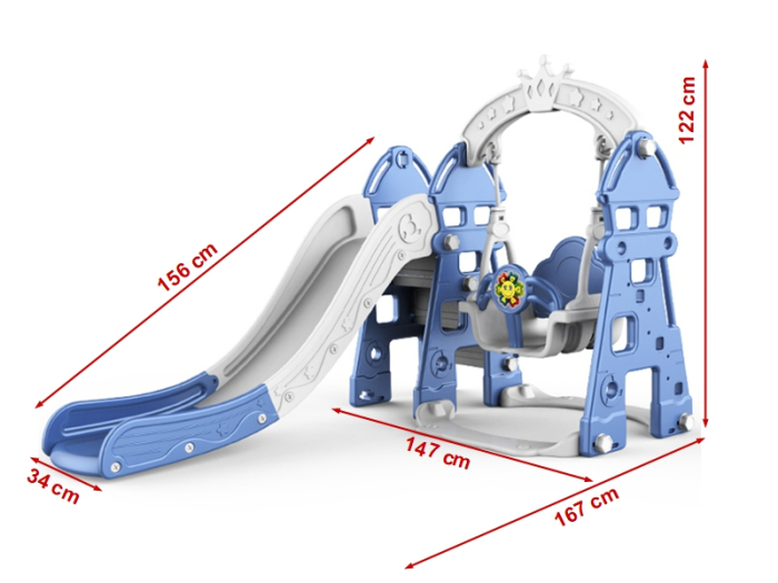 Tobogan MyKids cu leagan, cos de baschet, jucarie muzicala Blue [2]