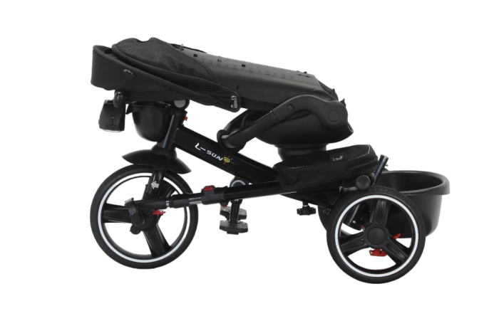 Tricicleta cu scaun reversibil, 6-36 luni, cu pozitie de somn, roata cauciuc, cu lumini si muzica, Bej [6]