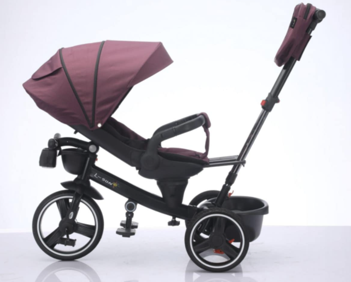 Tricicleta cu scaun reversibil, 6-36 luni, cu pozitie de somn, roata cauciuc, cu lumini si muzica, Mov [2]