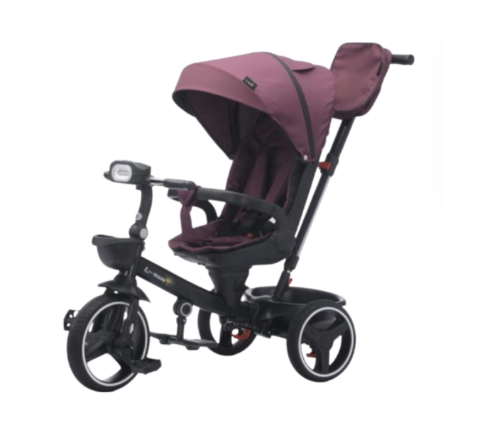 Tricicleta cu scaun reversibil, 6-36 luni, cu pozitie de somn, roata cauciuc, cu lumini si muzica, Mov [1]