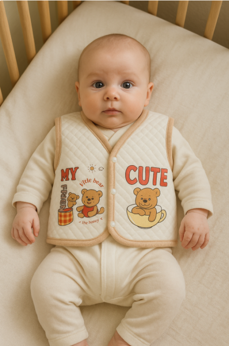 Vestă pentru bebeluși, matlasata, Bej [2]