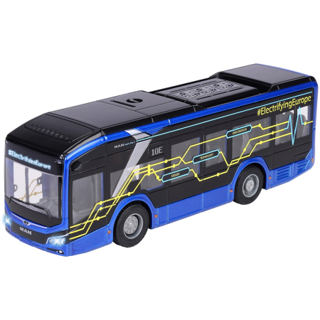 bubu-still.ro - Autobuz Majorette MAN Lion's City 10 E 22,5 cm cu lumini si sunete
