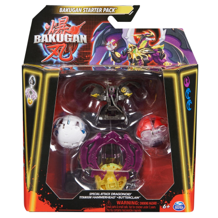 Figurine - BAKUGAN STARTER PACK DRAGONOID TITANIUM HAMMERHEAD BUTTERCLAW