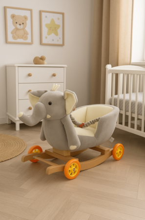 Balansoar, 2 in 1, Functie de mergator, elefant, gri [1]