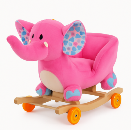 Balansoare si Leagane - Balansoar, 2 in 1, Functie de mergator, elefant, Roz