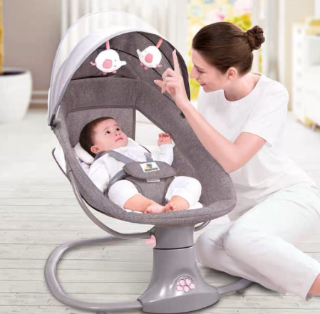 Balansoar electric 3 in 1, cu bluetooth, telecomanda, Mastela, Roz [13]