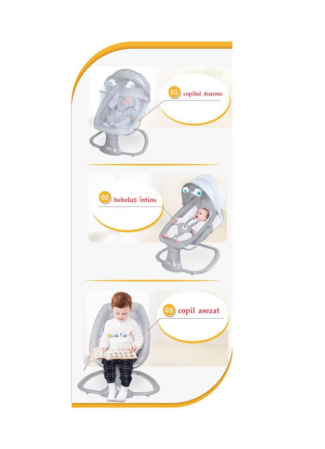 Balansoar electric 3 in 1, cu bluetooth, telecomanda, Mastela, Roz [6]